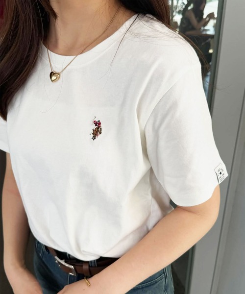 U.S. POLO ASSN.(ユーエスポロアッスン)の「GeeRA別注【U.S. POLO ASSN.】 S~LLサイズ展開 接触冷感ワンポイント刺繍コンパクトシルエットベーシックTシャツ(Tシャツ/カットソー・レディース・ブラック/その他/オフホワイト/ホワイト系その他/ネイビー/ベージュ・SMALL/MEDIUM/LARGE/X-LARGE)」の2枚目の写真