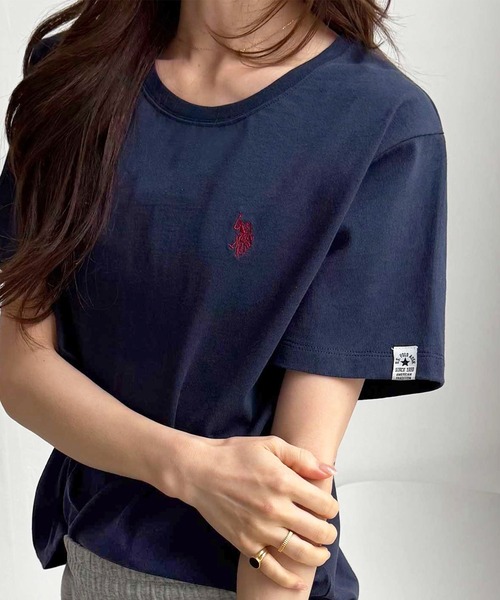 U.S. POLO ASSN.(ユーエスポロアッスン)の「GeeRA別注【U.S. POLO ASSN.】 S~LLサイズ展開 接触冷感ワンポイント刺繍コンパクトシルエットベーシックTシャツ(Tシャツ/カットソー・レディース・ブラック/その他/オフホワイト/ホワイト系その他/ネイビー/ベージュ・SMALL/MEDIUM/LARGE/X-LARGE)」の5枚目の写真