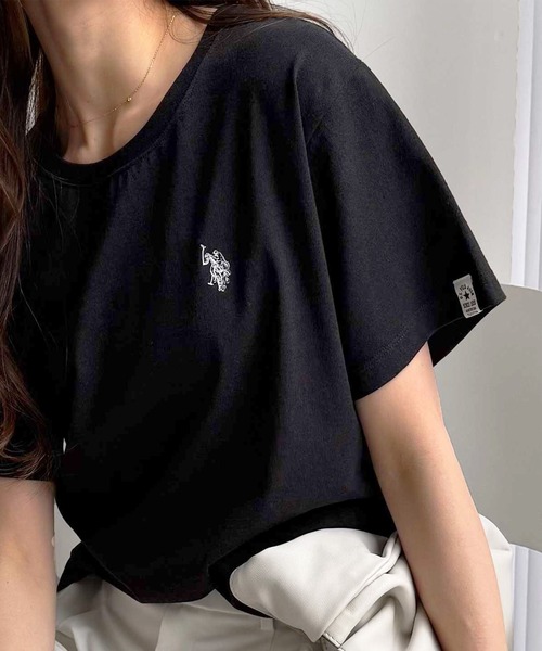 U.S. POLO ASSN.(ユーエスポロアッスン)の「GeeRA別注【U.S. POLO ASSN.】 S~LLサイズ展開 接触冷感ワンポイント刺繍コンパクトシルエットベーシックTシャツ(Tシャツ/カットソー・レディース・ブラック/その他/オフホワイト/ホワイト系その他/ネイビー/ベージュ・SMALL/MEDIUM/LARGE/X-LARGE)」の3枚目の写真
