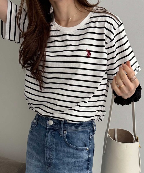 U.S. POLO ASSN.(ユーエスポロアッスン)の「GeeRA別注【U.S. POLO ASSN.】 S~LLサイズ展開 接触冷感ワンポイント刺繍コンパクトシルエットベーシックTシャツ(Tシャツ/カットソー・レディース・ブラック/その他/オフホワイト/ホワイト系その他/ネイビー/ベージュ・SMALL/MEDIUM/LARGE/X-LARGE)」の15枚目の写真