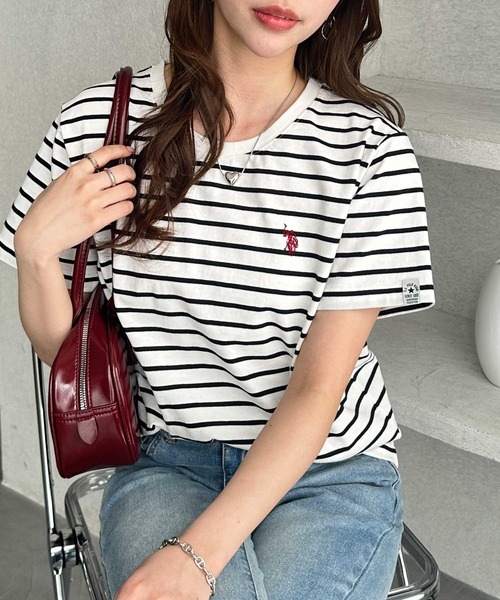 U.S. POLO ASSN.(ユーエスポロアッスン)の「GeeRA別注【U.S. POLO ASSN.】 S~LLサイズ展開 接触冷感ワンポイント刺繍コンパクトシルエットベーシックTシャツ(Tシャツ/カットソー・レディース・ブラック/その他/オフホワイト/ホワイト系その他/ネイビー/ベージュ・SMALL/MEDIUM/LARGE/X-LARGE)」の12枚目の写真