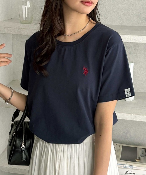 U.S. POLO ASSN.(ユーエスポロアッスン)の「GeeRA別注【U.S. POLO ASSN.】 S~LLサイズ展開 接触冷感ワンポイント刺繍コンパクトシルエットベーシックTシャツ(Tシャツ/カットソー・レディース・ブラック/その他/オフホワイト/ホワイト系その他/ネイビー/ベージュ・SMALL/MEDIUM/LARGE/X-LARGE)」の20枚目の写真