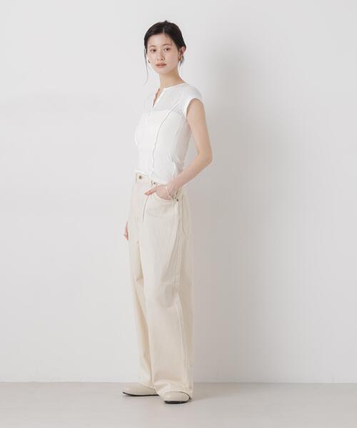 Lee(リー)の「Lee/TUCK RIDERS PANTS(デニムパンツ・レディース・オフホワイト・S/XS)」の4枚目の写真