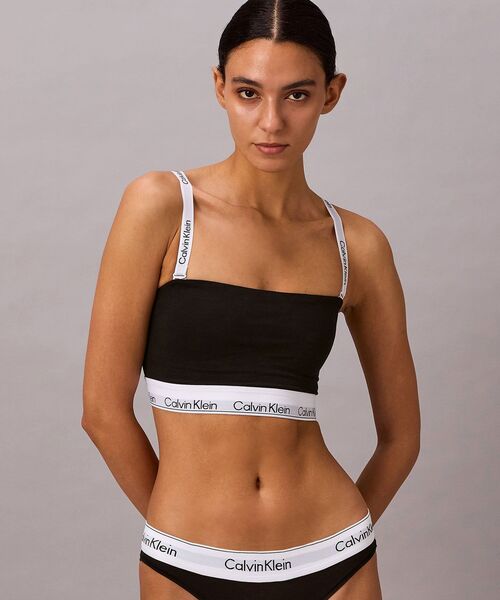 Calvin Klein(カルバン・クライン)の「Icon Cotton Modal ライトリーライン バンドゥブラ(ブラジャー・レディース・ブラック/ヘザーグレー・S/M/L)」の2枚目の写真