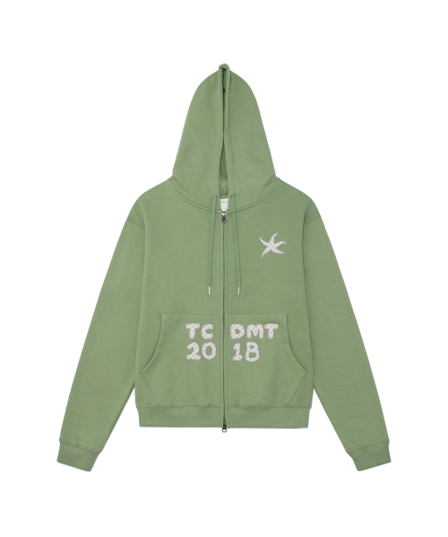 TCM logo applique hooded zip-up (green)（パーカー