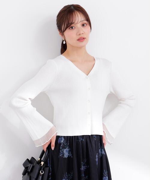 PROPORTION BODY DRESSING（プロポーションボディドレッシング）の「部分シアーリブカーディガン / 1216174403（カーディガン/ボレロ・レディース・イエロー/ネイビー/ホワイト系その他/ピンク/ブルー・FREE）」の2枚目の写真