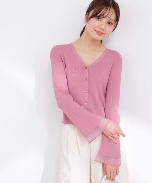 PROPORTION BODY DRESSING（プロポーションボディドレッシング）の「部分シアーリブカーディガン / 1216174403（カーディガン/ボレロ・レディース・イエロー/ネイビー/ホワイト系その他/ピンク/ブルー・FREE）」の5枚目の写真