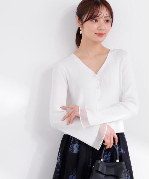 PROPORTION BODY DRESSING（プロポーションボディドレッシング）の「部分シアーリブカーディガン / 1216174403（カーディガン/ボレロ・レディース・イエロー/ネイビー/ホワイト系その他/ピンク/ブルー・FREE）」の11枚目の写真