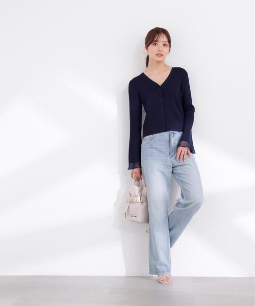 PROPORTION BODY DRESSING（プロポーションボディドレッシング）の「部分シアーリブカーディガン / 1216174403（カーディガン/ボレロ・レディース・イエロー/ネイビー/ホワイト系その他/ピンク/ブルー・FREE）」の6枚目の写真