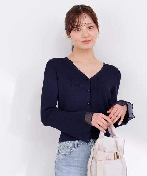 PROPORTION BODY DRESSING（プロポーションボディドレッシング）の「部分シアーリブカーディガン / 1216174403（カーディガン/ボレロ・レディース・イエロー/ネイビー/ホワイト系その他/ピンク/ブルー・FREE）」の7枚目の写真