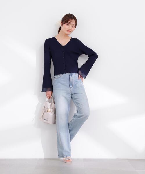 PROPORTION BODY DRESSING（プロポーションボディドレッシング）の「部分シアーリブカーディガン / 1216174403（カーディガン/ボレロ・レディース・イエロー/ネイビー/ホワイト系その他/ピンク/ブルー・FREE）」の8枚目の写真