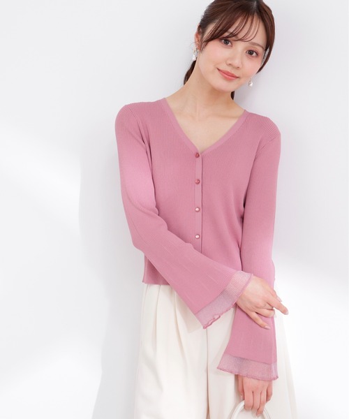 PROPORTION BODY DRESSING（プロポーションボディドレッシング）の「部分シアーリブカーディガン / 1216174403（カーディガン/ボレロ・レディース・イエロー/ネイビー/ホワイト系その他/ピンク/ブルー・FREE）」の5枚目の写真