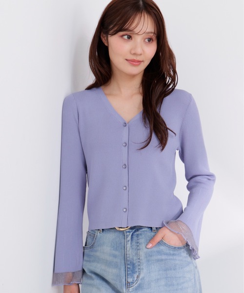 PROPORTION BODY DRESSING（プロポーションボディドレッシング）の「部分シアーリブカーディガン / 1216174403（カーディガン/ボレロ・レディース・イエロー/ネイビー/ホワイト系その他/ピンク/ブルー・FREE）」の3枚目の写真