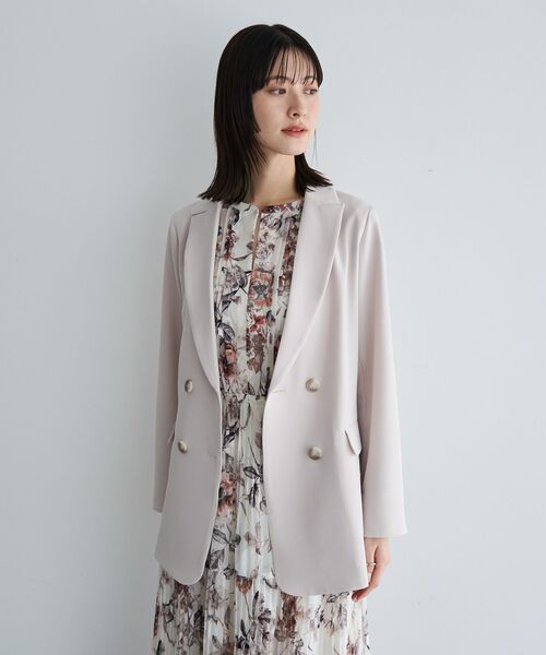 YECCA VECCA（イェッカヴェッカ）の「ダブルブレストジャケット（テーラードジャケット・レディース・ネイビー/ライトベージュ・FREE）」の4枚目の写真