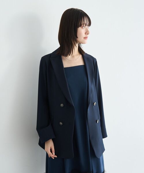 YECCA VECCA（イェッカヴェッカ）の「ダブルブレストジャケット（テーラードジャケット・レディース・ネイビー/ライトベージュ・FREE）」の15枚目の写真