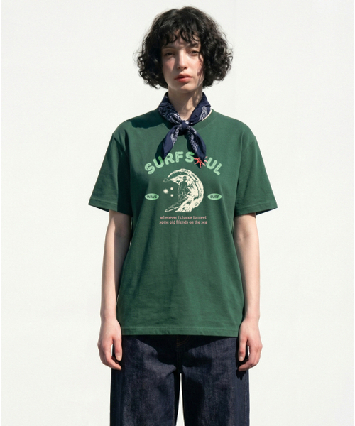 REBRENNER(リブレンナー)の「20番手サーフソウルスタンダード半袖Tシャツグリーン(Tシャツ/カットソー・レディース・グリーン・4XL/SMALL/MEDIUM/LARGE/X-LARGE/2XL/3XL)」の2枚目の写真