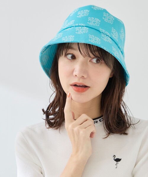 JUN&ROPE'（ジュンアンドロペ）の「ジャガードハット（ハット・レディース・ホワイト/ネイビー/ターコイズブルー・FREE）」の3枚目の写真