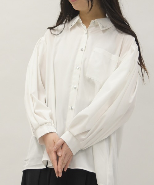 axes femme(アクシーズファム)の「UVカットボリューム袖シャツ(シャツ/ブラウス・レディース・ピンク/ホワイト/チャコール・FREE)」の2枚目の写真