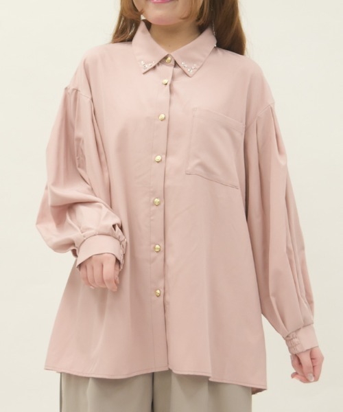 axes femme(アクシーズファム)の「UVカットボリューム袖シャツ(シャツ/ブラウス・レディース・ピンク/ホワイト/チャコール・FREE)」の1枚目の写真