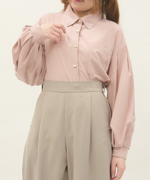 axes femme(アクシーズファム)の「UVカットボリューム袖シャツ(シャツ/ブラウス・レディース・ピンク/ホワイト/チャコール・FREE)」の8枚目の写真