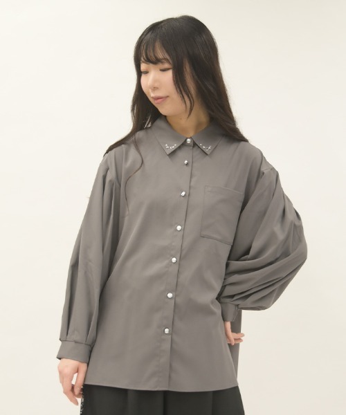 axes femme(アクシーズファム)の「UVカットボリューム袖シャツ(シャツ/ブラウス・レディース・ピンク/ホワイト/チャコール・FREE)」の4枚目の写真