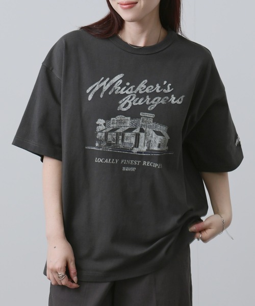 NAVY（ネイビー）の「NAVY ヘビーウェイトルーズTシャツ（Tシャツ/カットソー・レディース・ローズ系/オフホワイト/チャコールグレー・FREE）」の2枚目の写真