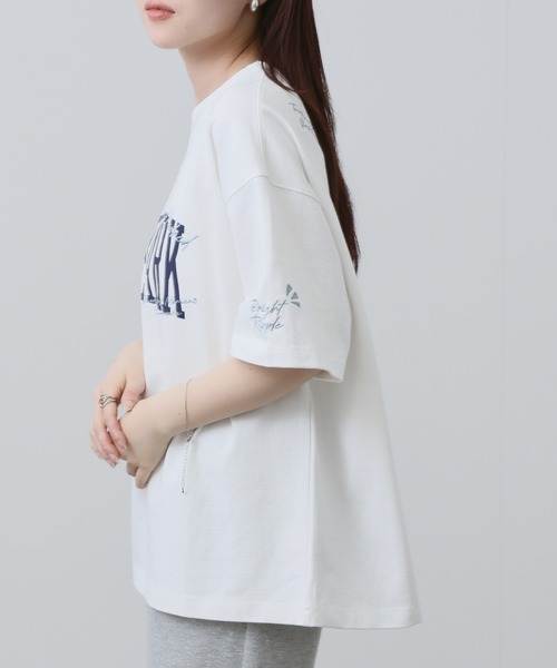 NAVY（ネイビー）の「NAVY ヘビーウェイトルーズTシャツ（Tシャツ/カットソー・レディース・ローズ系/オフホワイト/チャコールグレー・FREE）」の19枚目の写真