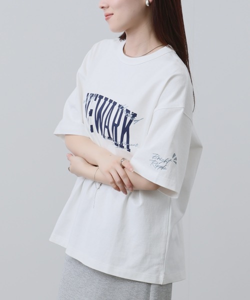 NAVY（ネイビー）の「NAVY ヘビーウェイトルーズTシャツ（Tシャツ/カットソー・レディース・ローズ系/オフホワイト/チャコールグレー・FREE）」の20枚目の写真