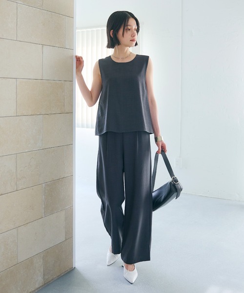 CROSS FUNCTION（クロスファンクション）の「《シワになりにくい》サマナチュラ リネンライクオールインワン【CROSS FUNCTION/クロスファンクション】（つなぎ/オールインワン・レディース・チャコールグレー/モカ・M/L/LL）」の13枚目の写真