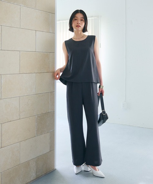 CROSS FUNCTION（クロスファンクション）の「《シワになりにくい》サマナチュラ リネンライクオールインワン【CROSS FUNCTION/クロスファンクション】（つなぎ/オールインワン・レディース・チャコールグレー/モカ・M/L/LL）」の14枚目の写真