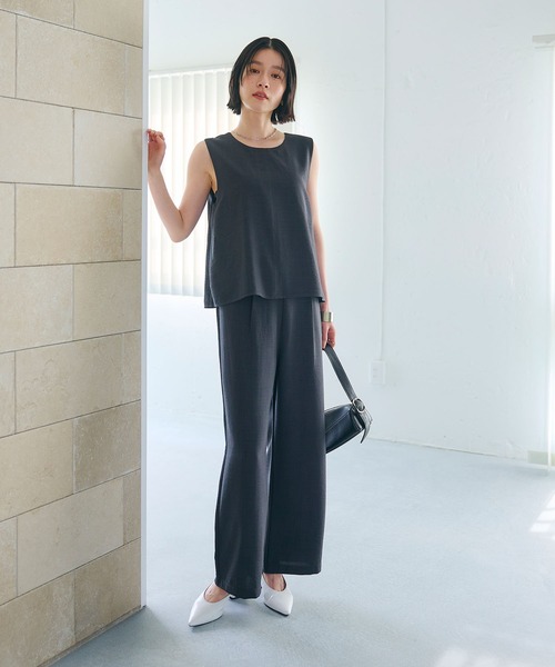 CROSS FUNCTION（クロスファンクション）の「《シワになりにくい》サマナチュラ リネンライクオールインワン【CROSS FUNCTION/クロスファンクション】（つなぎ/オールインワン・レディース・チャコールグレー/モカ・M/L/LL）」の16枚目の写真