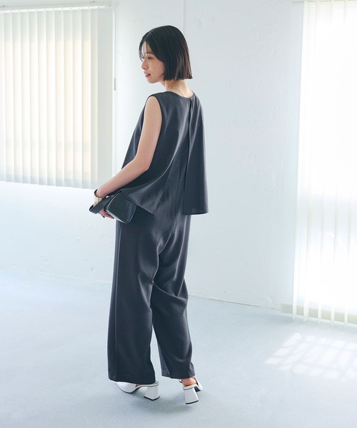 CROSS FUNCTION（クロスファンクション）の「《シワになりにくい》サマナチュラ リネンライクオールインワン【CROSS FUNCTION/クロスファンクション】（つなぎ/オールインワン・レディース・チャコールグレー/モカ・M/L/LL）」の8枚目の写真