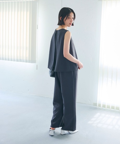 CROSS FUNCTION（クロスファンクション）の「《シワになりにくい》サマナチュラ リネンライクオールインワン【CROSS FUNCTION/クロスファンクション】（つなぎ/オールインワン・レディース・チャコールグレー/モカ・M/L/LL）」の7枚目の写真