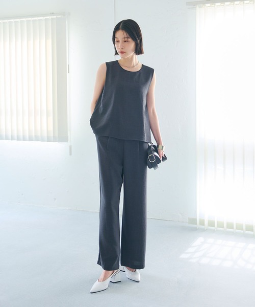 CROSS FUNCTION（クロスファンクション）の「《シワになりにくい》サマナチュラ リネンライクオールインワン【CROSS FUNCTION/クロスファンクション】（つなぎ/オールインワン・レディース・チャコールグレー/モカ・M/L/LL）」の6枚目の写真