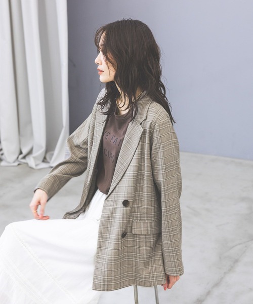 GLOBAL WORK(グローバルワーク)の「お手入れラクラクセットアップ/ダブルジャケット/601280(テーラードジャケット・レディース・グレイッシュベージュ/ネイビー/ベージュ/ブラウン・SMALL/LARGE/MEDIUM)」の1枚目の写真