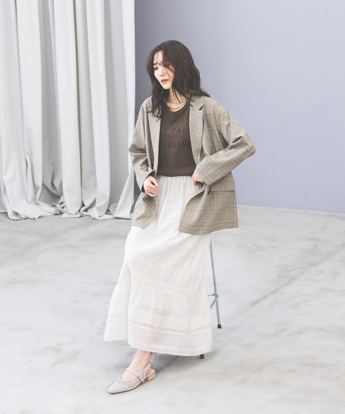 GLOBAL WORK(グローバルワーク)の「お手入れラクラクセットアップ/ダブルジャケット/601280(テーラードジャケット・レディース・グレイッシュベージュ/ネイビー/ベージュ/ブラウン・SMALL/LARGE/MEDIUM)」の5枚目の写真