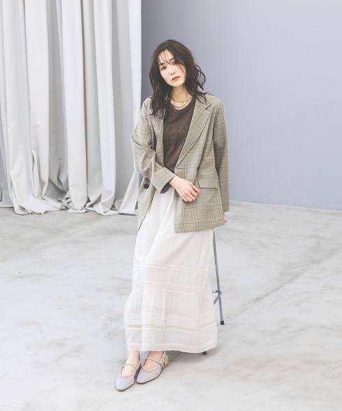 GLOBAL WORK(グローバルワーク)の「お手入れラクラクセットアップ/ダブルジャケット/601280(テーラードジャケット・レディース・グレイッシュベージュ/ネイビー/ベージュ/ブラウン・SMALL/LARGE/MEDIUM)」の6枚目の写真