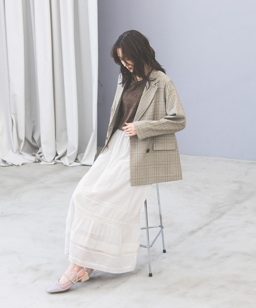 GLOBAL WORK(グローバルワーク)の「お手入れラクラクセットアップ/ダブルジャケット/601280(テーラードジャケット・レディース・グレイッシュベージュ/ネイビー/ベージュ/ブラウン・SMALL/LARGE/MEDIUM)」の7枚目の写真