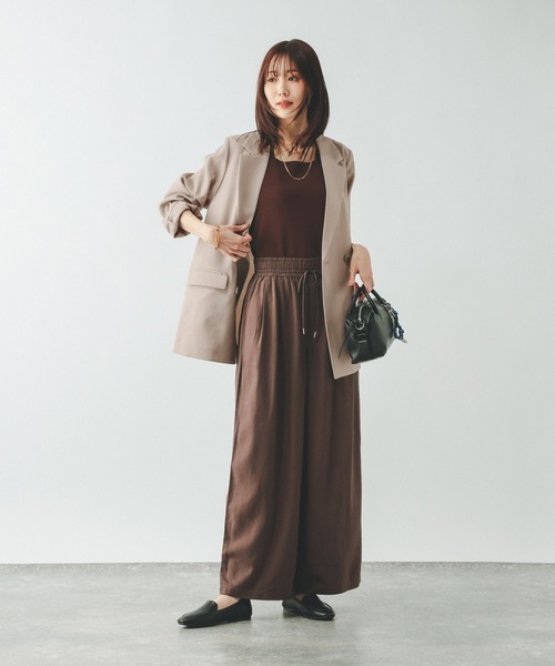 GLOBAL WORK(グローバルワーク)の「お手入れラクラクセットアップ/ダブルジャケット/601280(テーラードジャケット・レディース・グレイッシュベージュ/ネイビー/ベージュ/ブラウン・SMALL/LARGE/MEDIUM)」の15枚目の写真