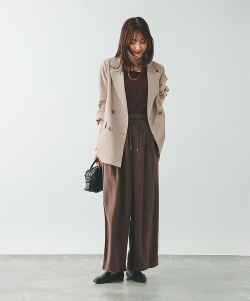 GLOBAL WORK(グローバルワーク)の「お手入れラクラクセットアップ/ダブルジャケット/601280(テーラードジャケット・レディース・グレイッシュベージュ/ネイビー/ベージュ/ブラウン・SMALL/LARGE/MEDIUM)」の16枚目の写真