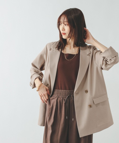 GLOBAL WORK(グローバルワーク)の「お手入れラクラクセットアップ/ダブルジャケット/601280(テーラードジャケット・レディース・グレイッシュベージュ/ネイビー/ベージュ/ブラウン・SMALL/LARGE/MEDIUM)」の18枚目の写真