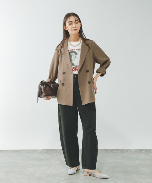 GLOBAL WORK(グローバルワーク)の「お手入れラクラクセットアップ/ダブルジャケット/601280(テーラードジャケット・レディース・グレイッシュベージュ/ネイビー/ベージュ/ブラウン・SMALL/LARGE/MEDIUM)」の11枚目の写真