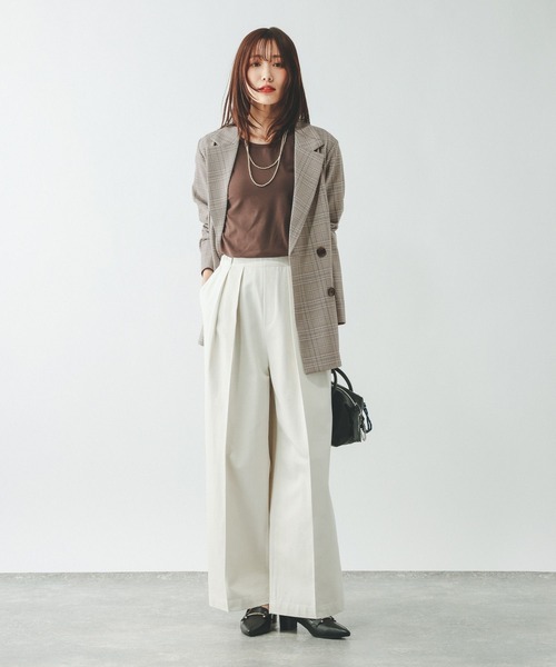 GLOBAL WORK(グローバルワーク)の「お手入れラクラクセットアップ/ダブルジャケット/601280(テーラードジャケット・レディース・グレイッシュベージュ/ネイビー/ベージュ/ブラウン・SMALL/LARGE/MEDIUM)」の19枚目の写真