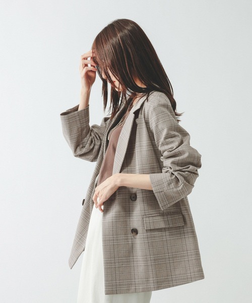 GLOBAL WORK(グローバルワーク)の「お手入れラクラクセットアップ/ダブルジャケット/601280(テーラードジャケット・レディース・グレイッシュベージュ/ネイビー/ベージュ/ブラウン・SMALL/LARGE/MEDIUM)」の20枚目の写真