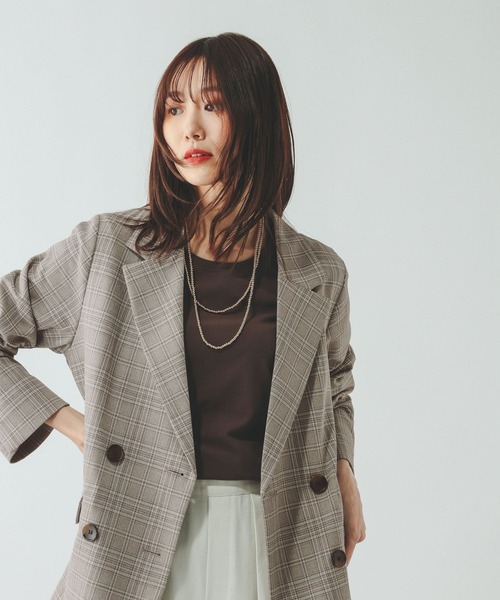 GLOBAL WORK(グローバルワーク)の「お手入れラクラクセットアップ/ダブルジャケット/601280(テーラードジャケット・レディース・グレイッシュベージュ/ネイビー/ベージュ/ブラウン・SMALL/LARGE/MEDIUM)」の22枚目の写真