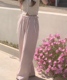 リボン切り替えワイドパンツ