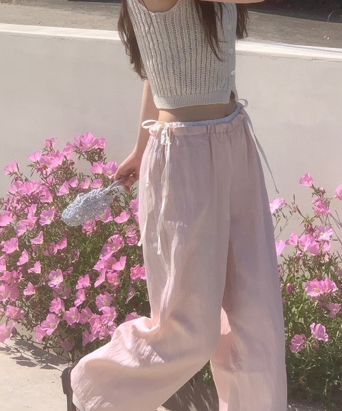FAVORITO(ファヴォリート)の「リボン切り替えワイドパンツ(その他パンツ・レディース・ブラック/ピンク・F)」の3枚目の写真