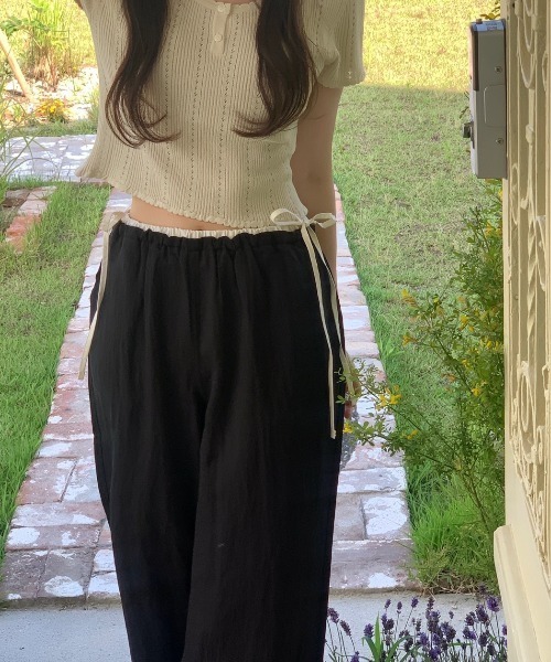 FAVORITO(ファヴォリート)の「リボン切り替えワイドパンツ(その他パンツ・レディース・ブラック/ピンク・F)」の11枚目の写真