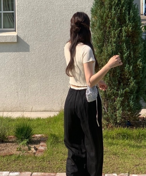FAVORITO(ファヴォリート)の「リボン切り替えワイドパンツ(その他パンツ・レディース・ブラック/ピンク・F)」の21枚目の写真
