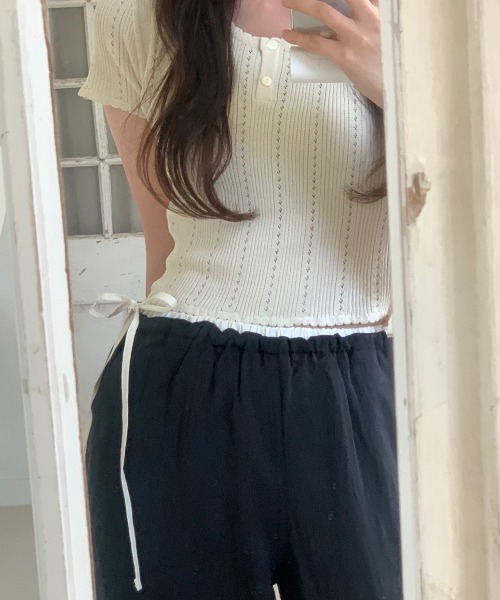 FAVORITO(ファヴォリート)の「リボン切り替えワイドパンツ(その他パンツ・レディース・ブラック/ピンク・F)」の16枚目の写真